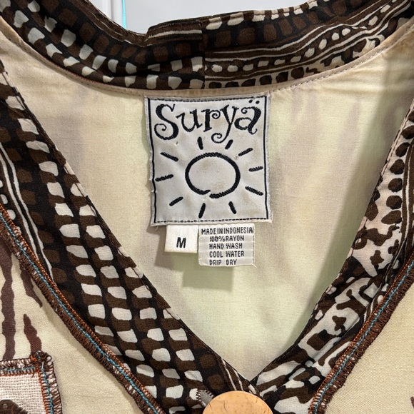 Vintage Surya Brown and Cream Artsy Jacket - Picture 2 of 8
